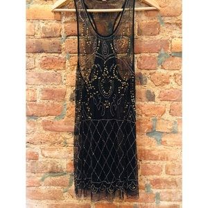 Free People Gold and Black Verona Slip Dress